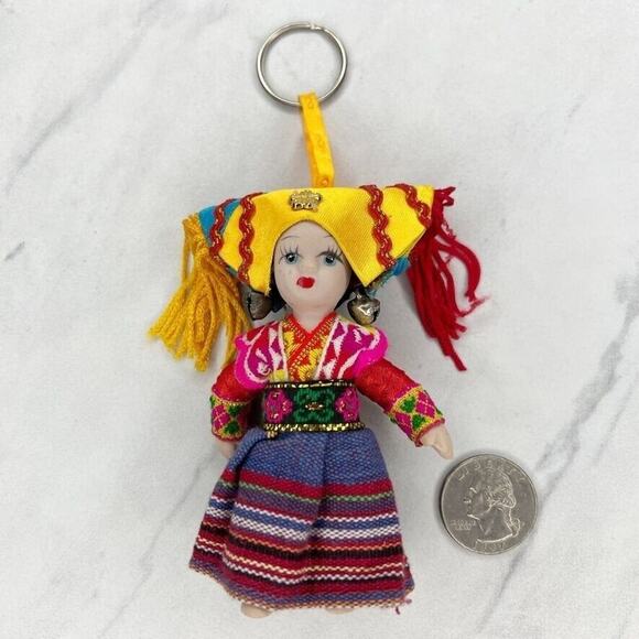 Colorfully Dressed Doll Keychain Keyring - Picture 1 of 9
